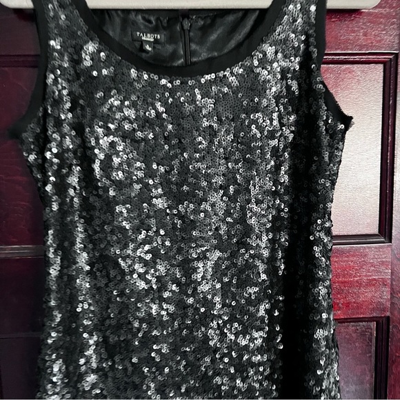 Talbots 100% Silk Elegant Sequined Cocktail Dress in Dark Gray size 8 - Picture 8 of 13